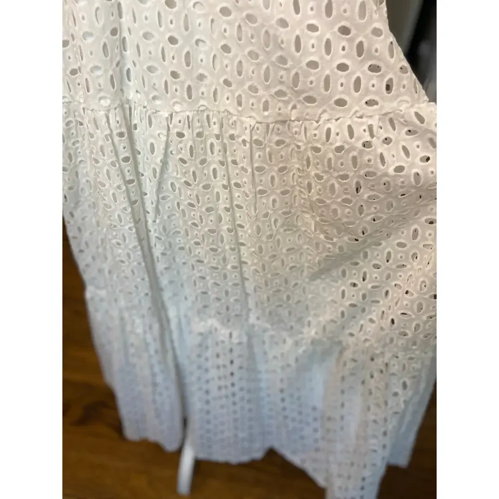 Pretty Garden white eyelet lace fully lined tiered maxi dress W - Picture 11 of 13